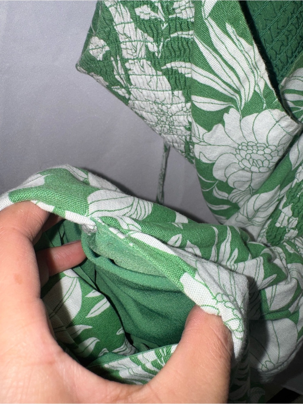 American Eagle Green & White Floral Cutout Maxi Cotton/Linen Dress - Picture 9 of 10